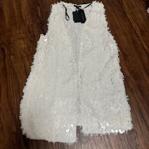 Rachel Zoe Ivory White Sequin Vest Size M